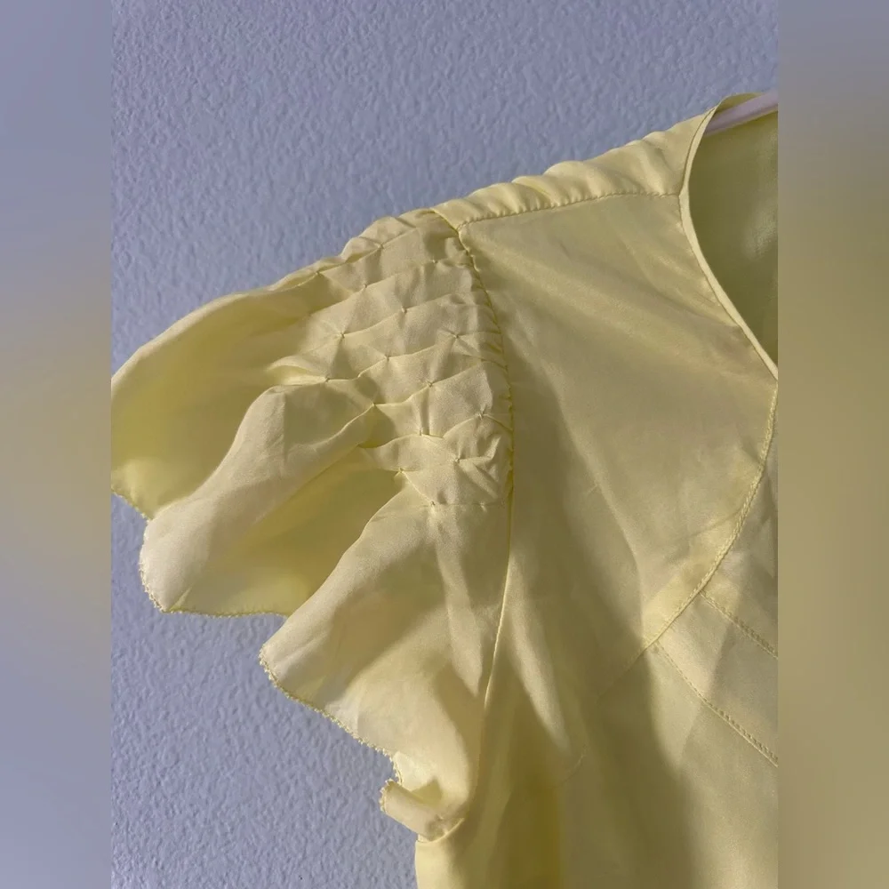 Free People 🌸 Follow Along Silk Mini Dress Yellow Size 2 - Picture 12 of 17